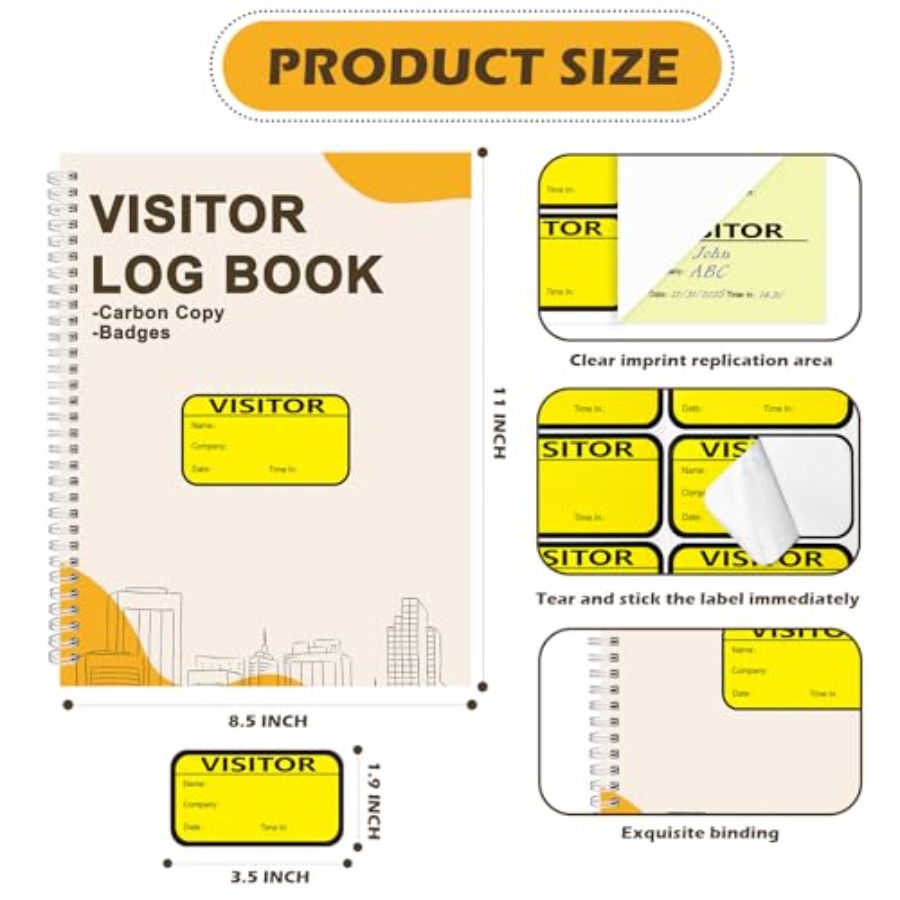 Pack Visitor Badges with Carbo - Carbon Copy Book avaliação e preço