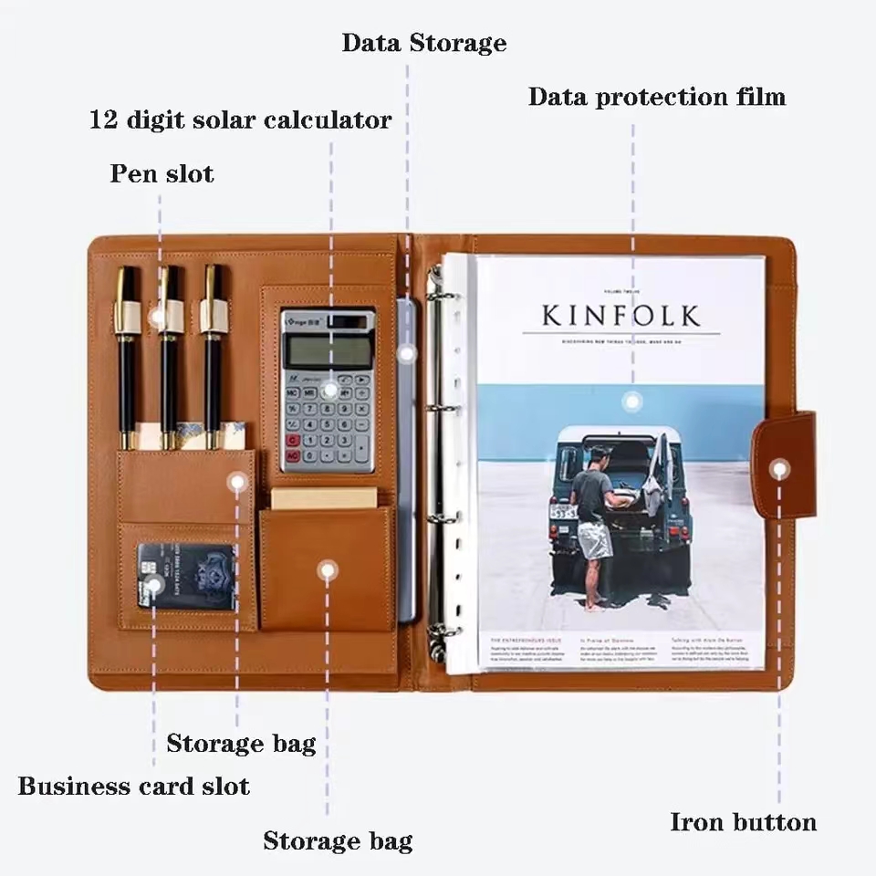 A4Pu leather briefcase equippe - Portfolio Folder Zip avaliação e preço