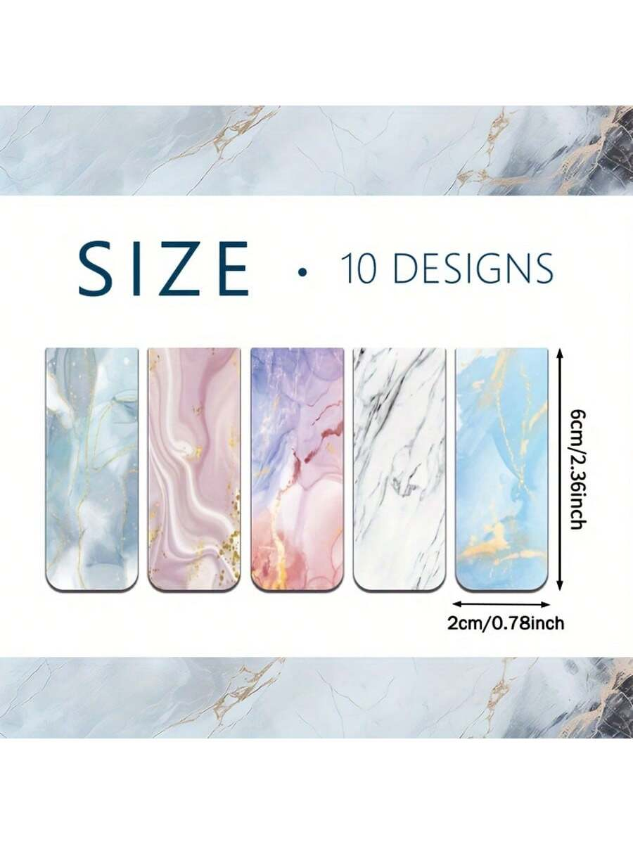 10pcs Assorted Marble Design M - Bookmark Magnetic Clip avaliação e preço