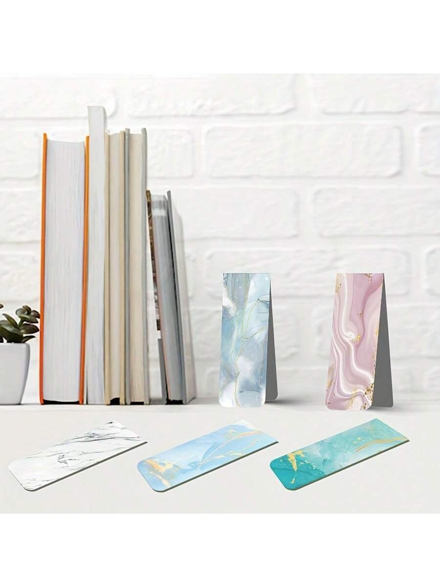 10pcs Assorted Marble Design M - Bookmark Magnetic Clip avaliação e preço