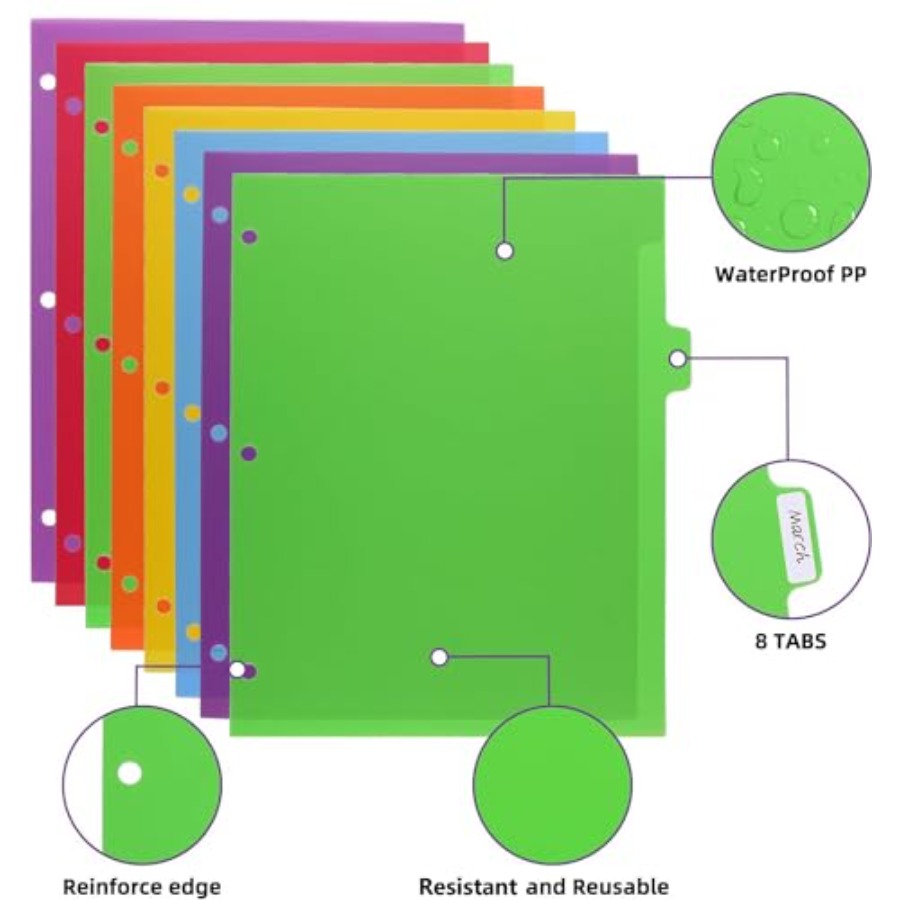 3 Set Plastic Binder Dividers  - Index Tab Divider avaliação e preço