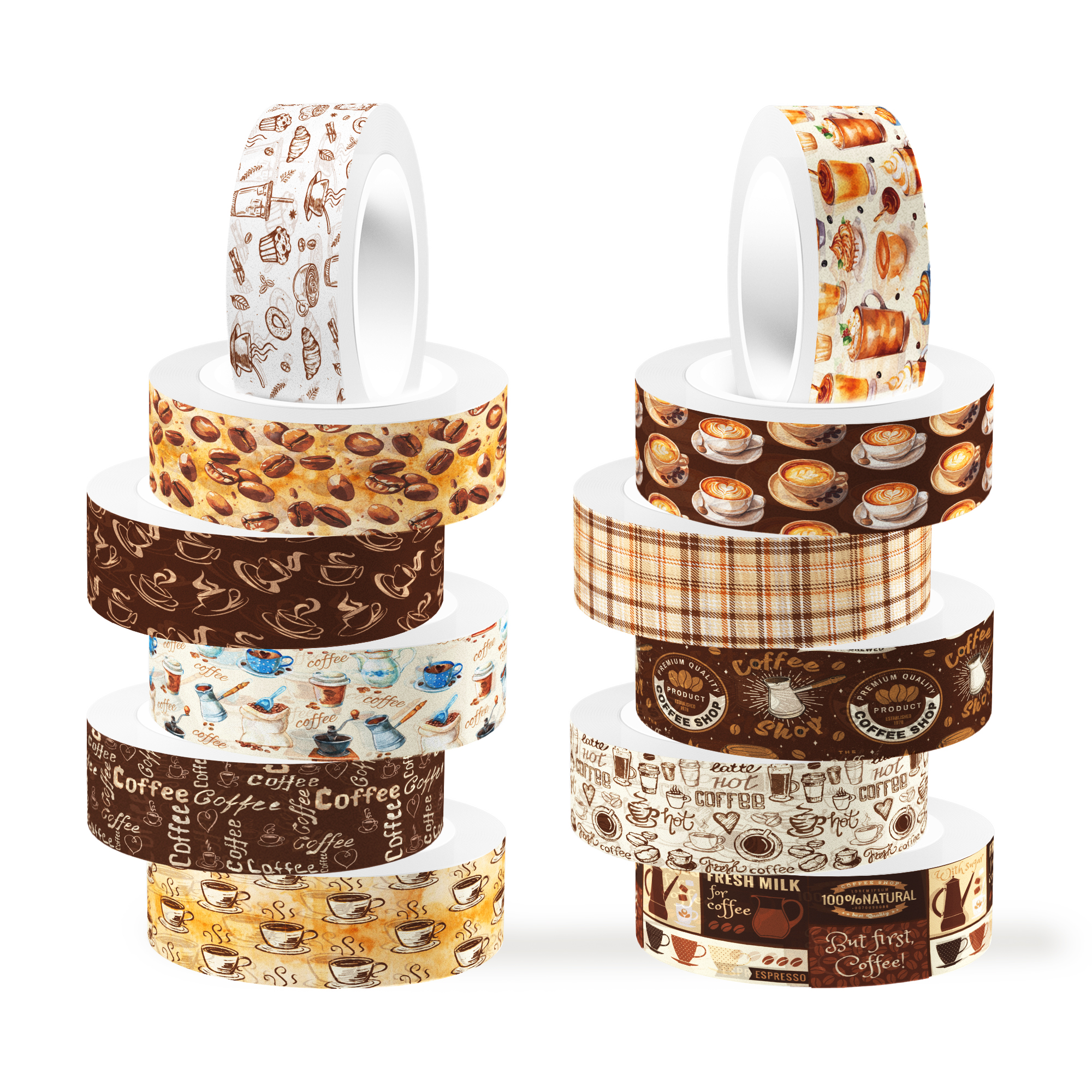 Vintage Coffee Pattern Washi T - Washi Tape Set avaliação e preço