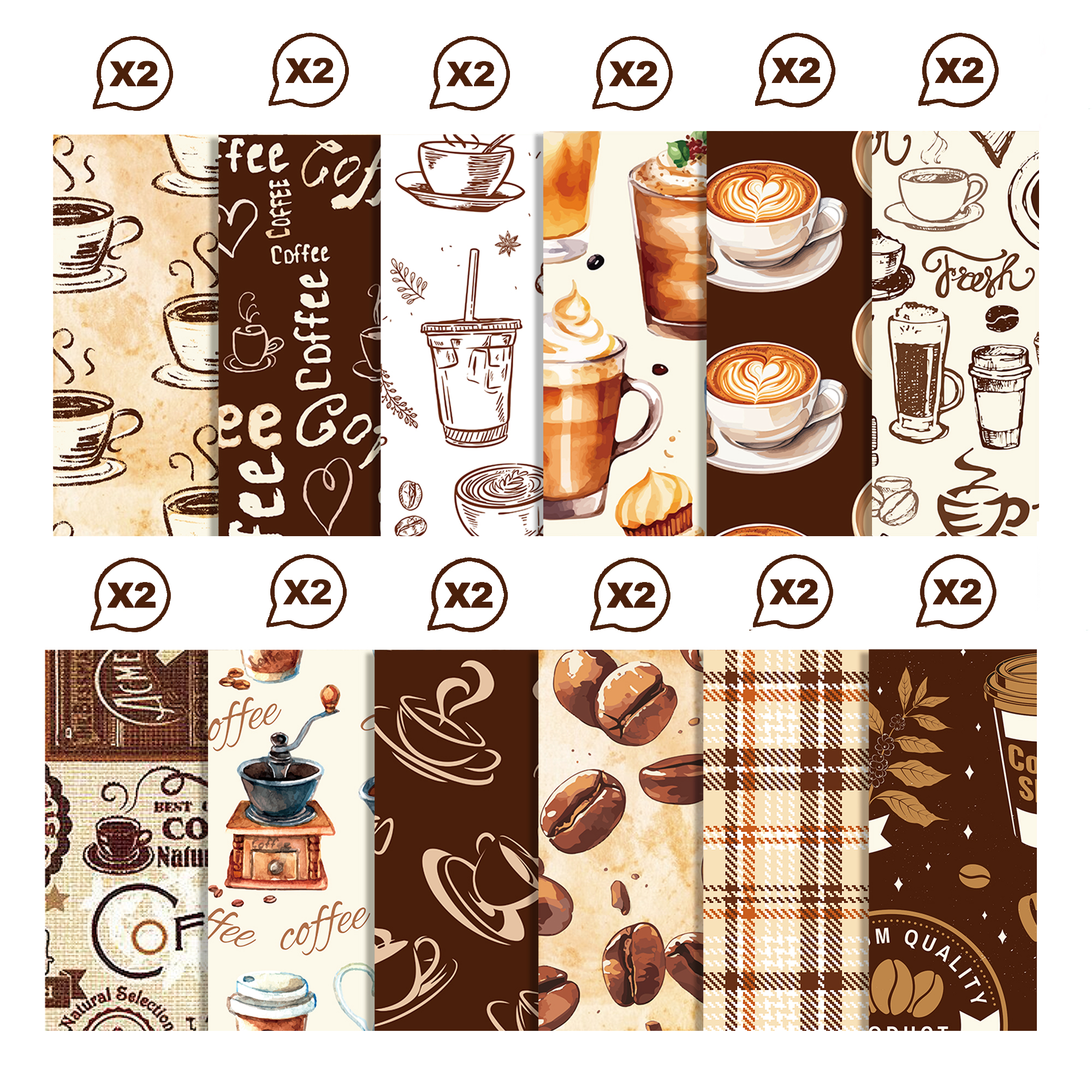 Vintage Coffee Pattern Washi T - Washi Tape Set avaliação e preço