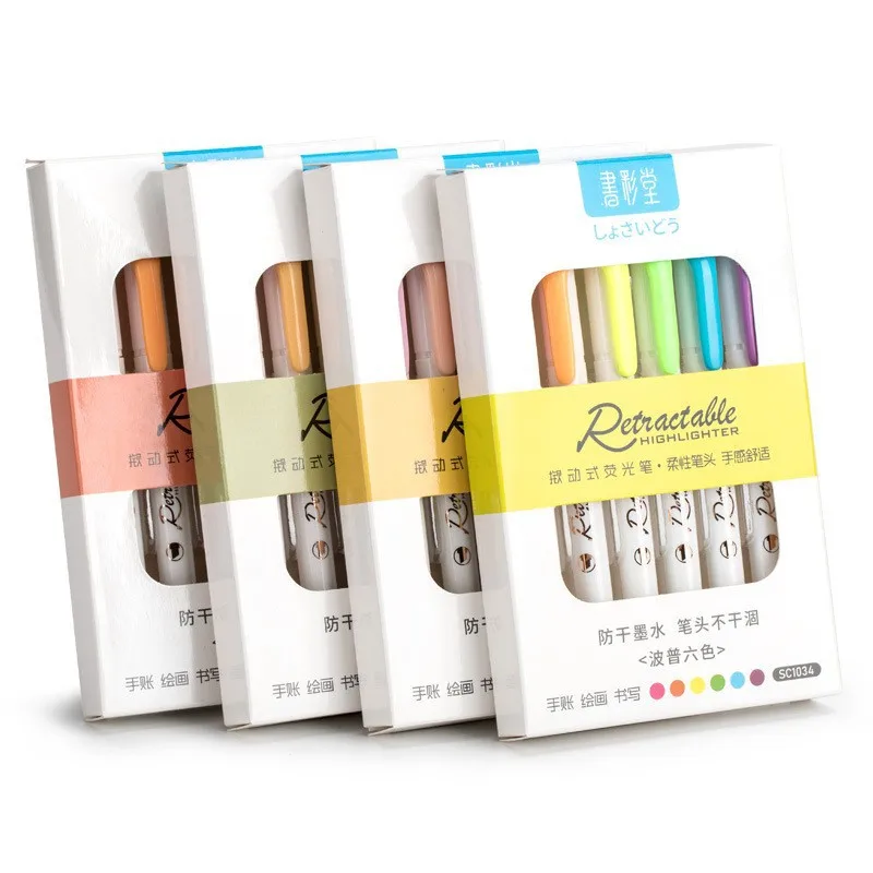 6Colors/set Morandi Retractabl - Highlighter Set Pastel avaliação e preço