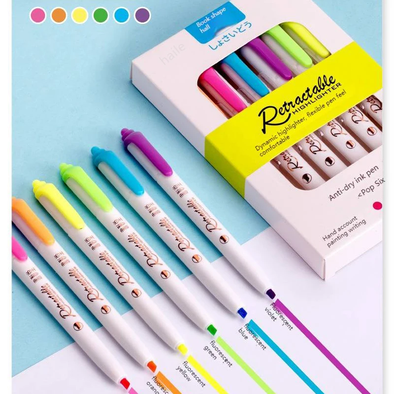 6Colors/set Morandi Retractabl - Highlighter Set Pastel avaliação e preço