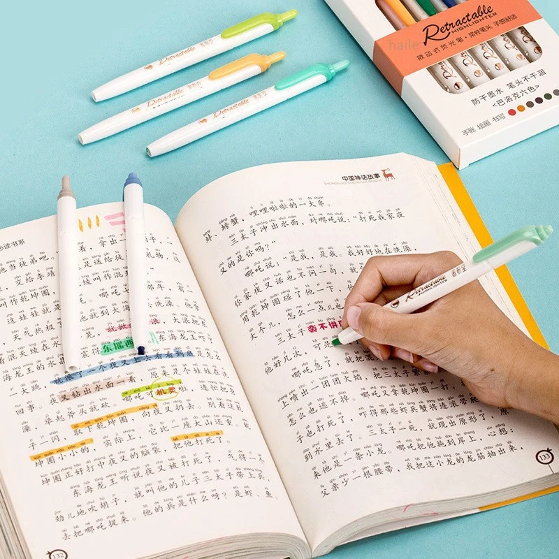 6Colors/set Morandi Retractabl - Highlighter Set Pastel avaliação e preço