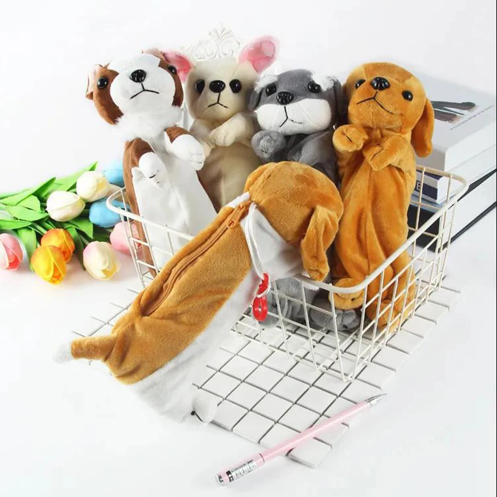 Cartoon Plush Dog Pencil Bag K - Office Supply Office Stationery Items avaliação e preço