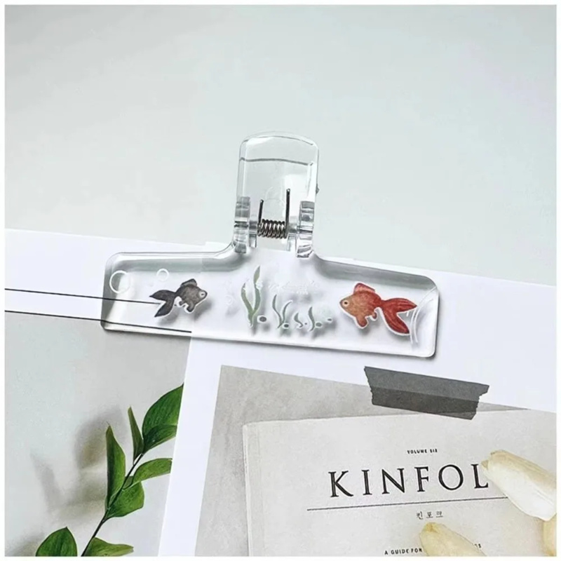 1PC Transparent Acrylic Goldfi - Binder Clip Assorted avaliação e preço