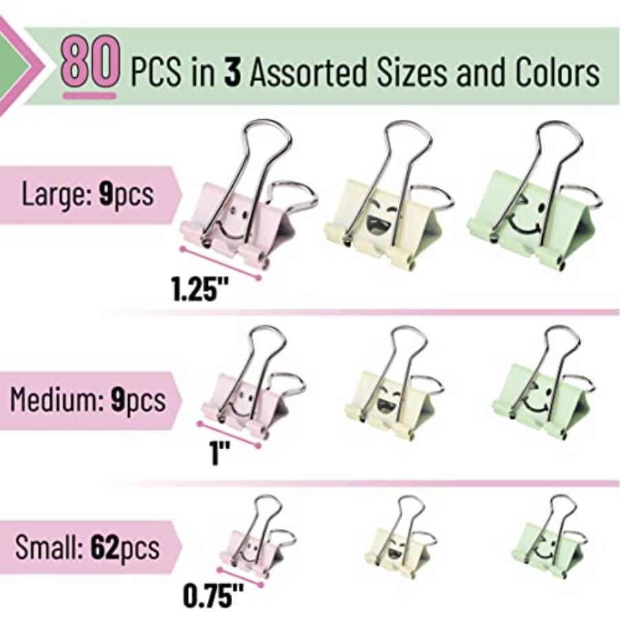 - Cute Binder Clips, 80 pcs, A - Binder Clip Assorted avaliação e preço