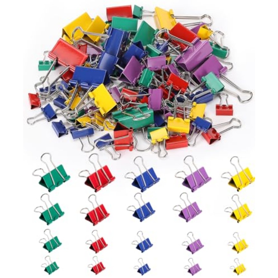 - Metal Binder Clips, 100 pcs, - Binder Clip Assorted avaliação e preço