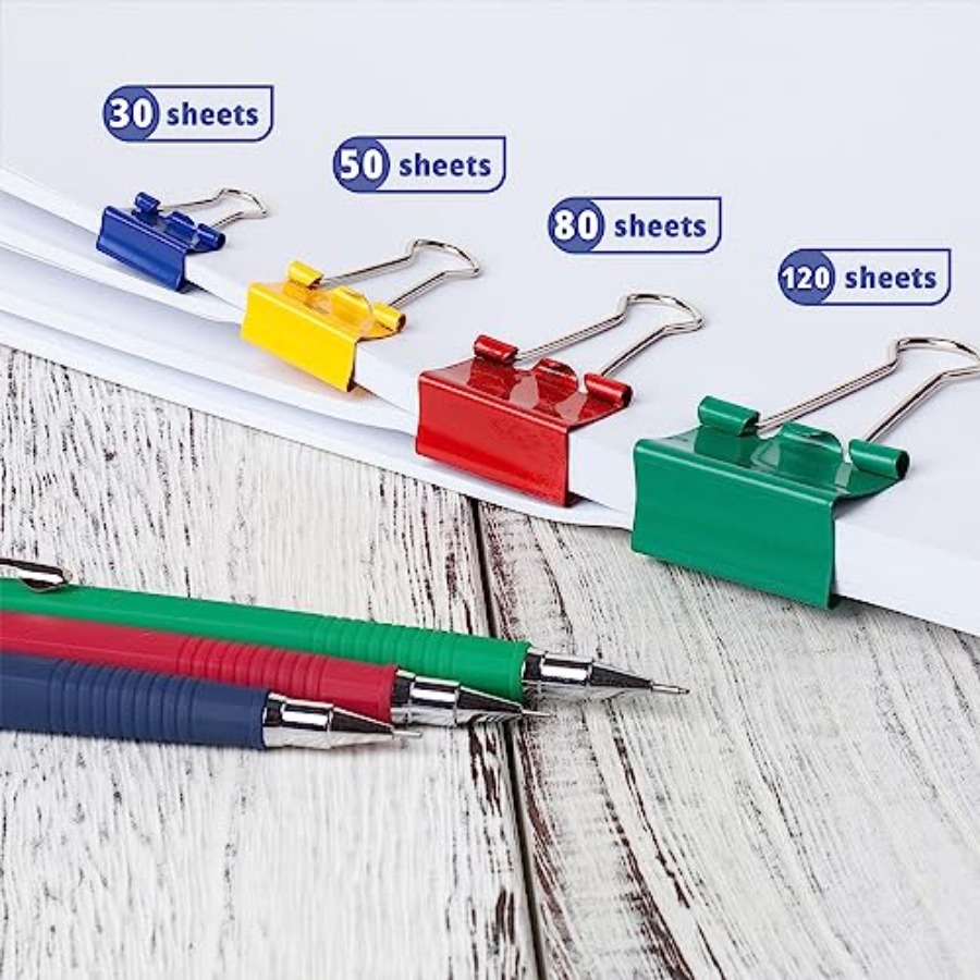 - Metal Binder Clips, 100 pcs, - Binder Clip Assorted avaliação e preço