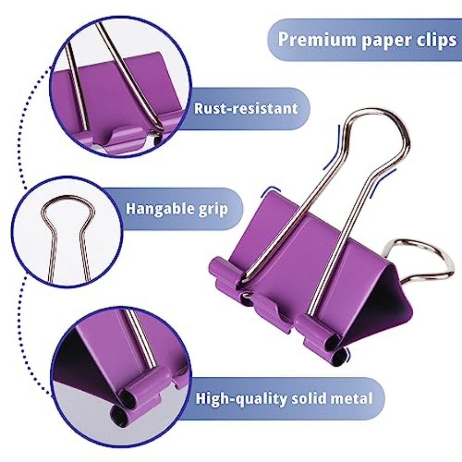 - Metal Binder Clips, 100 pcs, - Binder Clip Assorted avaliação e preço
