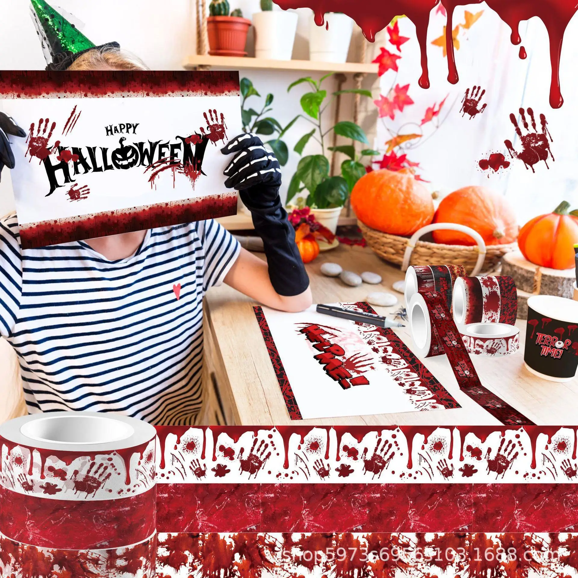 Halloween Bloody Hand Bleeding - Washi Tape Set avaliação e preço