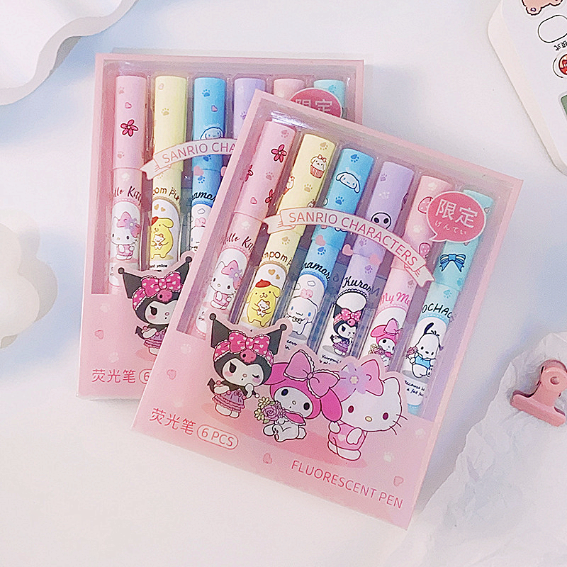 6Pcs Sanrio Hello Kitty Highli - Highlighter Set Pastel avaliação e preço