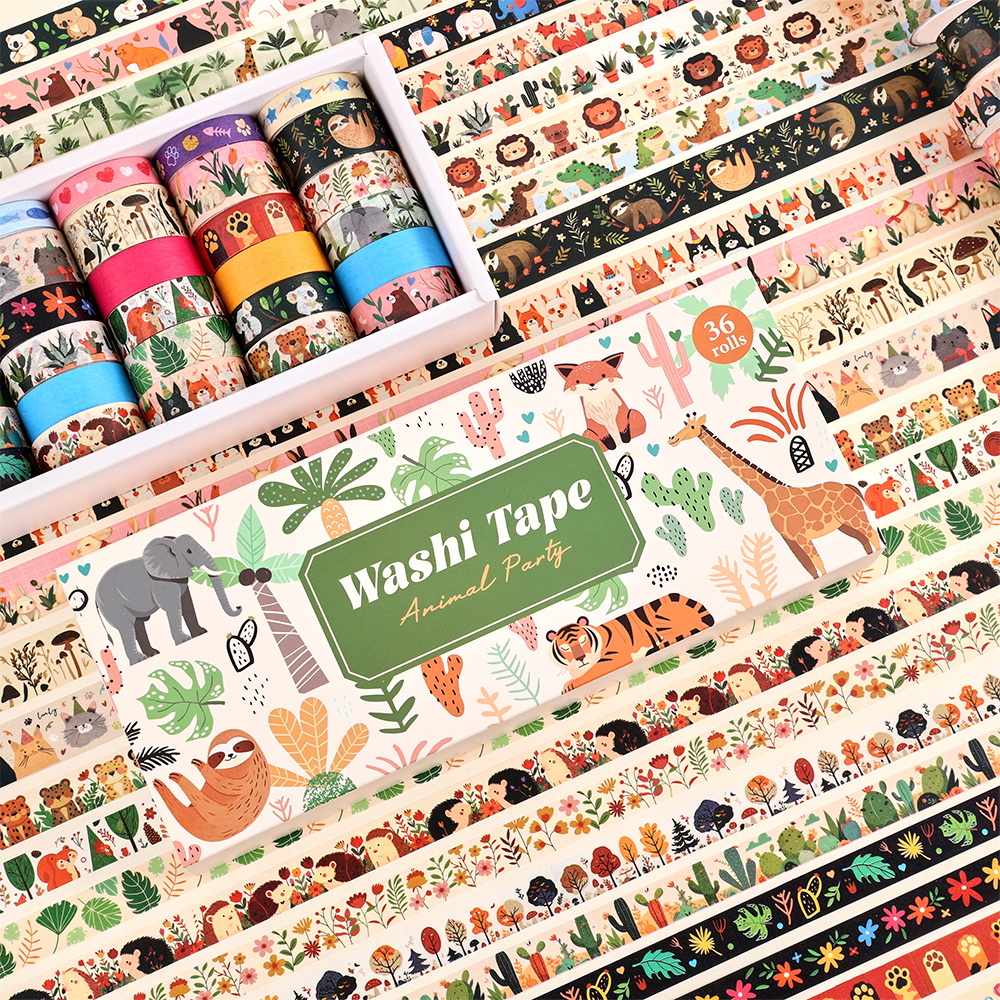 36 Rolls Vintage Animal Party  - Washi Tape Set avaliação e preço