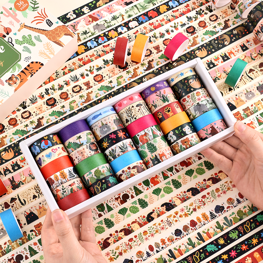 36 Rolls Vintage Animal Party  - Washi Tape Set avaliação e preço