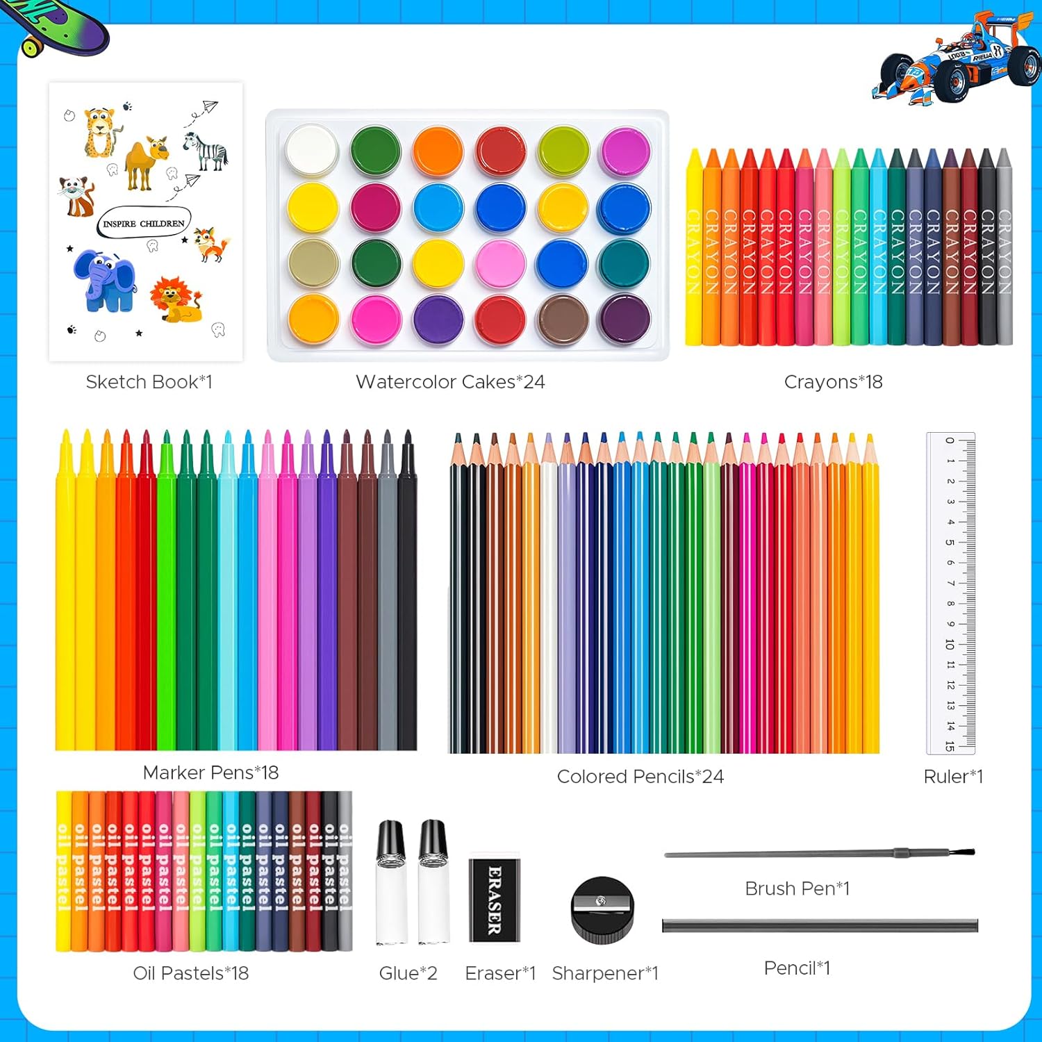 110PCS Arts & Crafts Supplies  - Highlighter Set Pastel avaliação e preço