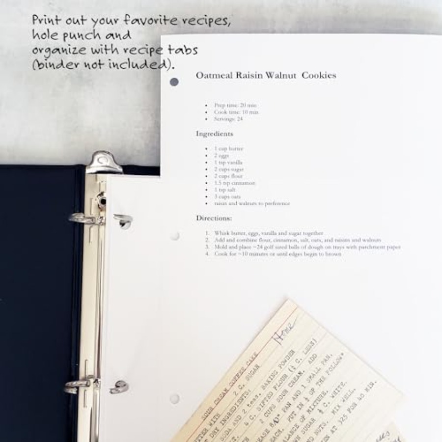 PRE-Printed Recipe Binder Inde - Index Tab Divider avaliação e preço