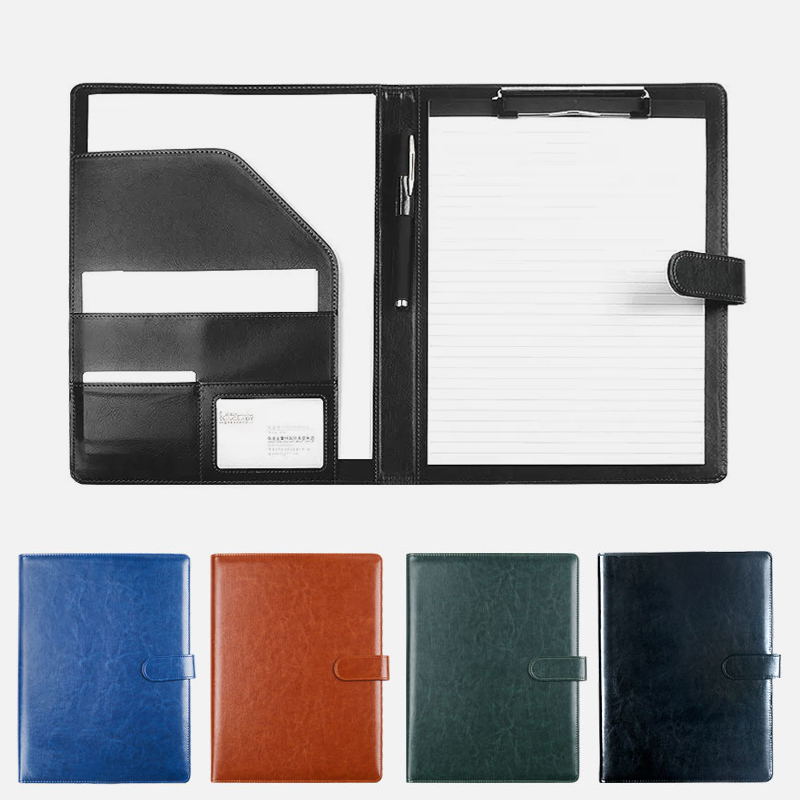 Black A4 Leather Padfolio Port - Portfolio Folder Zip avaliação e preço