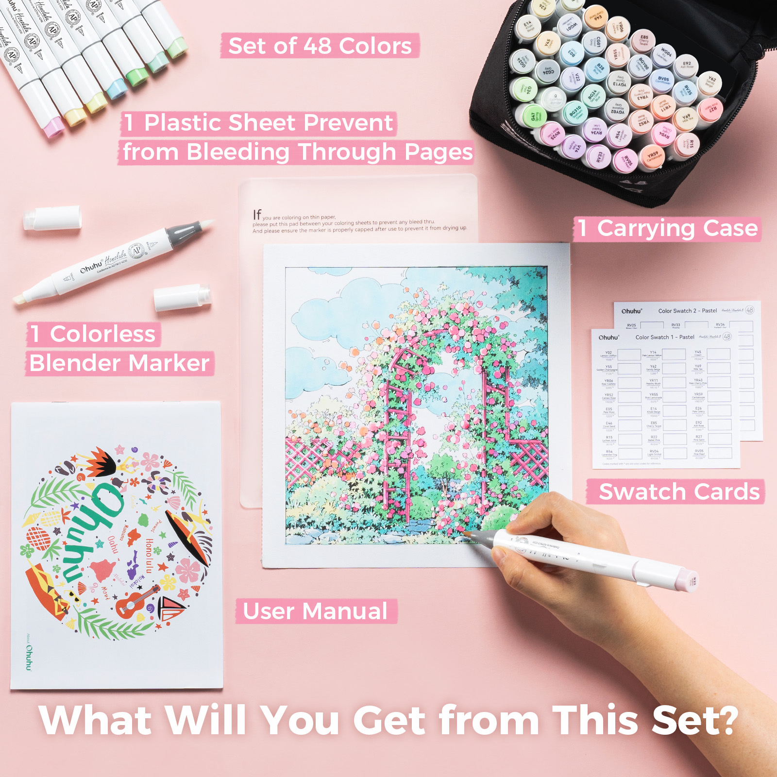Ohuhu Honolulu 48 Pastel Color - Highlighter Set Pastel avaliação e preço