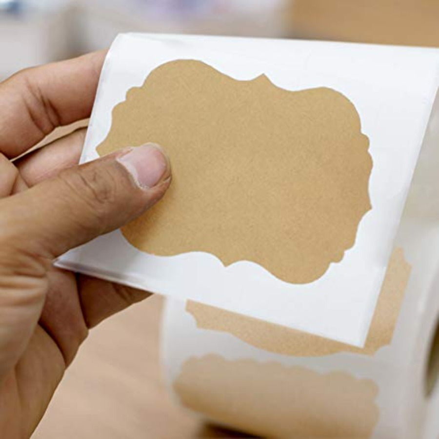 Scalloped Kraft Paper Labels B - Sticker Label Roll avaliação e preço