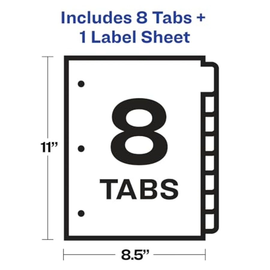 8 Tab Dividers for 3 Ring Bind - Index Tab Divider avaliação e preço