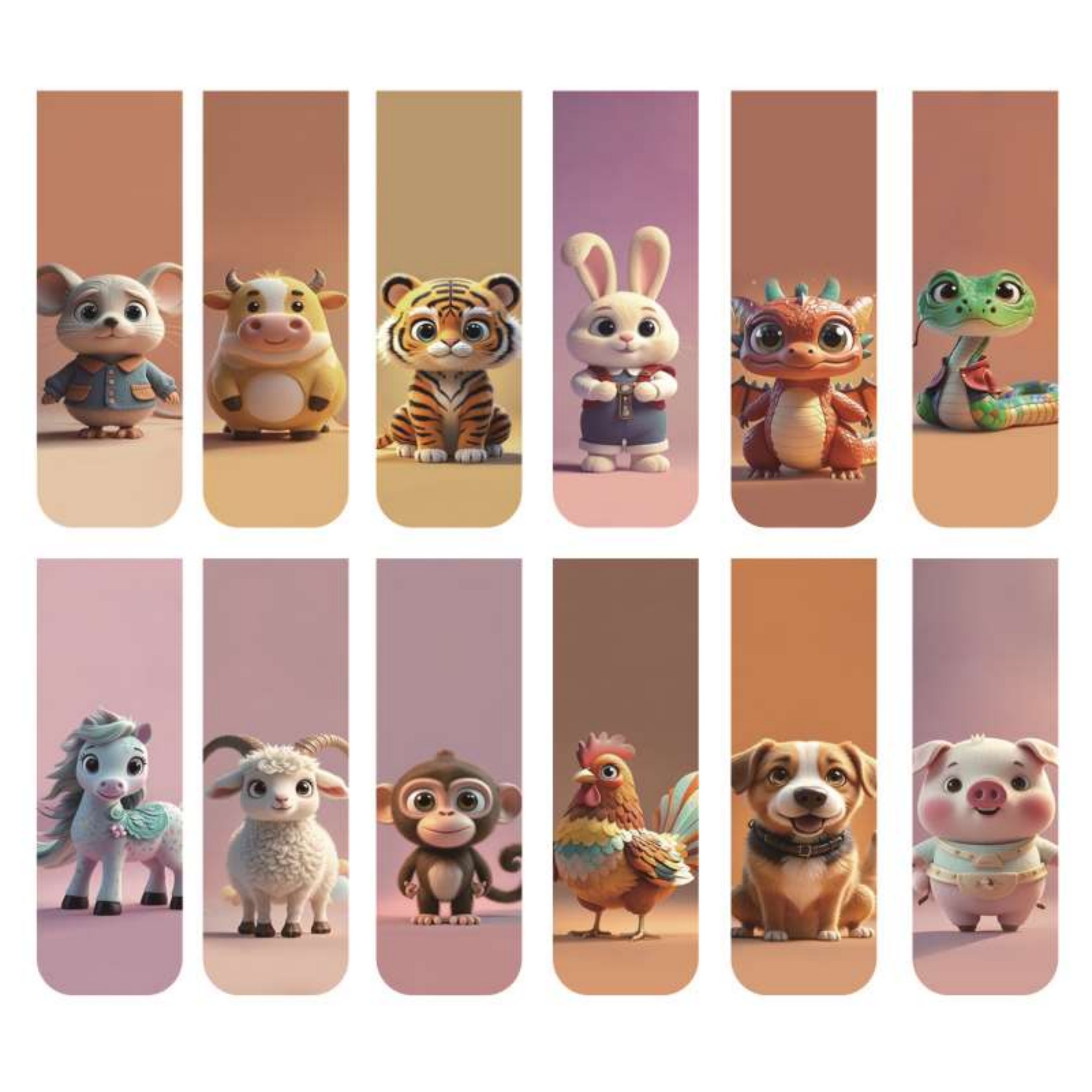 12pcs Adorable Twelve Animal M - Bookmark Magnetic Clip avaliação e preço