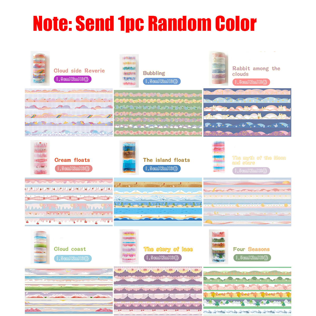 6roll/set Random Color Landsca - Washi Tape Set avaliação e preço