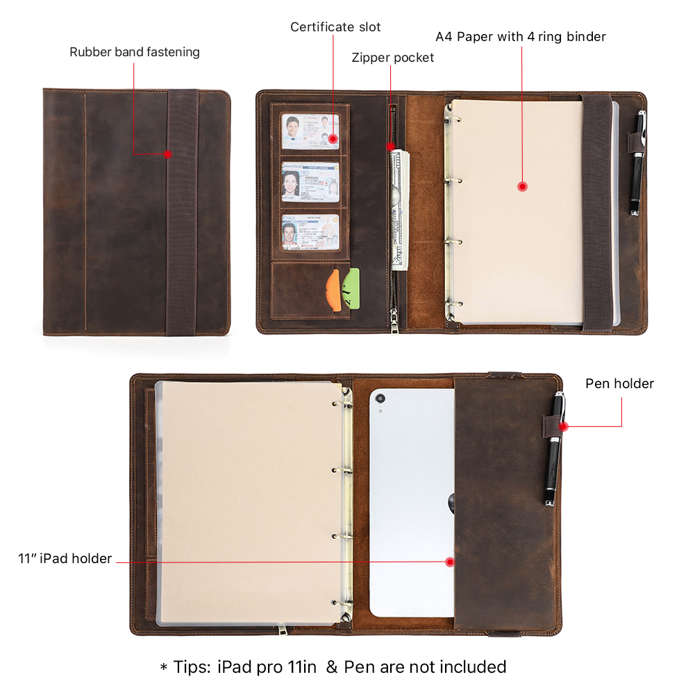 Luxury Retro Business A4 Noteb - Portfolio Folder Zip avaliação e preço