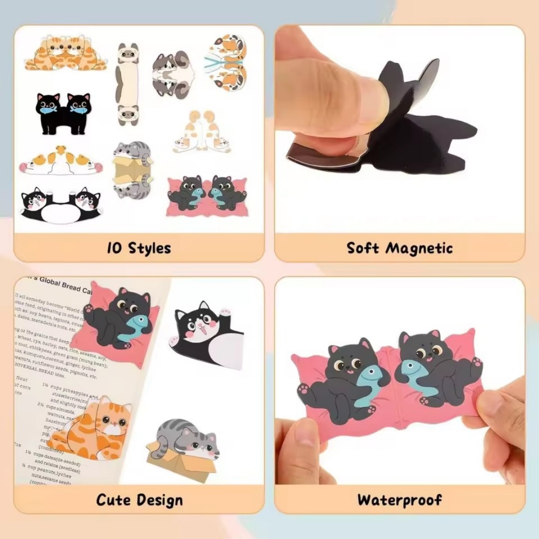1set Creative Cat Pattern Magn - Bookmark Magnetic Clip avaliação e preço
